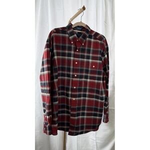Town Craft Shirt Mens L Plaid Button Down Wrinkle Free Long‎ Sleeve Casual